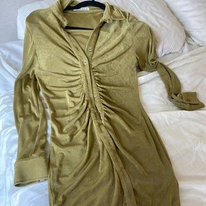 12th Tribe Gold Ruched Dress